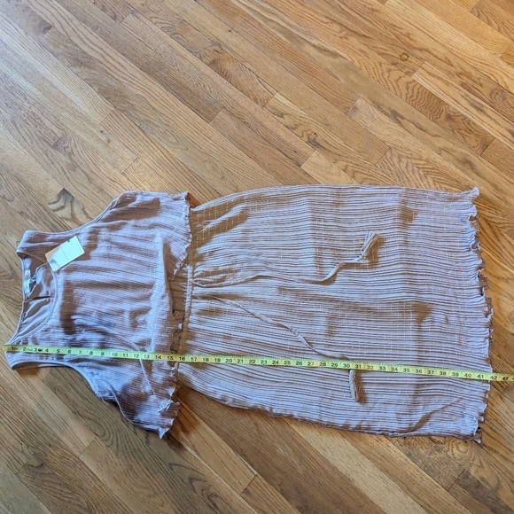 NWT‎ Skies are Blue Medium Tan w/ Silver Thread Cinch Waist Midi Tank Top Dress - Picture 12 of 12